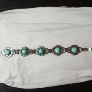 Silver and blue stone bracelet